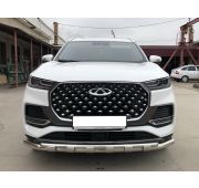 Защита переднего бампера двойная с перемычками 60/42 Chery Tiggo 8 Pro Max 2022