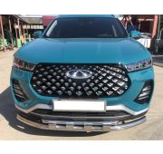 Защита переднего бампера двойная с перемычками 60/42 Chery Tiggo 7 Pro 2021