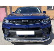 Защита переднего бампера двойная с перемычками 60/42 Geely Tugella 2021-