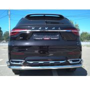 Защита заднего бампера угловая большая двойная 60/42 Haval F7x 2019-