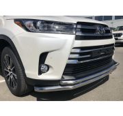 Защита переднего бампера двойная (с подгибами) 60/42 Toyota Highlander 2017
