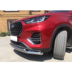 Защита переднего бампера двойная 60/42 Chery Tiggo 8 Pro 2021