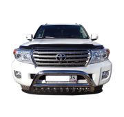 Защита переднего бампера скоба низкая + «акула» 76/60/42 Toyota Land Cruiser 200  2007-2012