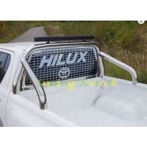 Дуга безопасности с защитой заднего стекла в кузов пикапа с ДХО Toyota Hilux 2015-