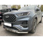 Защита переднего бампера двойная с перемычками 60/42 Chery Tiggo 8 Pro 2021