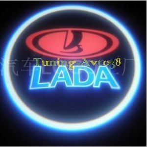 Подсветка дверей с логотипом Лада