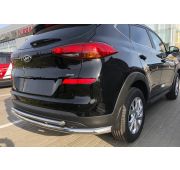 Защита заднего бампера двойная с двумя подгибами 60/42 Hyundai Tucson 2018 III рестайлинг