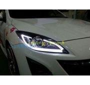 Фары передние хром линзы светодиодная лента тюнинг Mazda 3 2011-2013