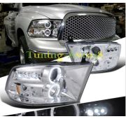 Фары передние хром ангельские глазки линзы+ диоды тюнинг Dodge Ram 2009-2017
