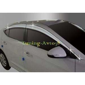 Дефлекторы окон ( ветровики ) хром Hyundai Avante AD 2015-