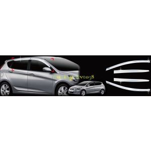 Дефлекторы окон ( ветровики ) хром Hyundai Accent 2011- ( хэтчбэк )