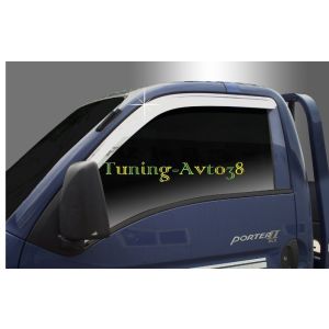 Дефлекторы окон ( ветровики ) хром Hyundai Porter 2004-2011