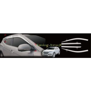 Дефлекторы окон ( ветровики ) хром Hyundai Santa Fe 2015-
