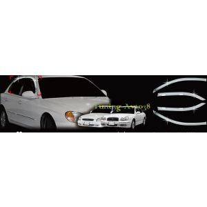 Дефлекторы окон ( ветровики ) хром Hyundai Sonata 2001-2003