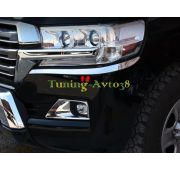 Хром накладки на фары передние ( реснички ) Toyota Land Cruiser J200 2016-2018
