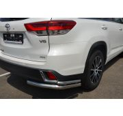 Защита заднего бампера угловая двойная 60/42 Toyota Highlander 2017