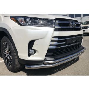 Защита переднего бампера двойная (с подгибами) 60/42 Toyota Highlander 2017
